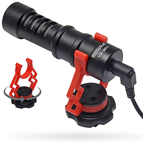 Venidice MCOVM-M03 Smartphone Microphone, Externe Cardioid Micro pour Enregistrement Vidéo Youtube, Compatible avec Caméscope, iPhone, Téléphone Portable Android, Aluminium, Noir (Rotation à 360°)