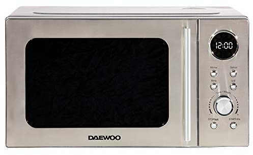 Daewoo 700W, 20L Digital Microwave & 1000W Grill | 5 Power Levels | Defrost Function | 60 Minute Timer and End Alarm Sound |Child Safety Lock | Easy Clean Stainless Steel Body |-Silver
