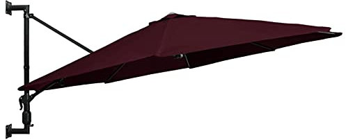 Tidyard Parasol Mural avec mât en métal,Parasol déporté inclinable,Parasol de Plage Anti UV,Parasol déporté inclinable,Protection UV, Bordeaux 300 x 131 cm (Diamètre x H)