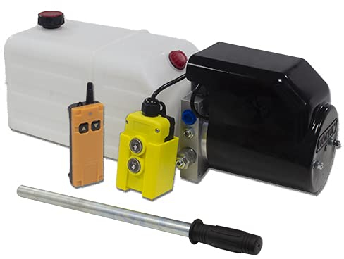 Flowfit Hydraulisches Kraftpaket mit 8 l Tank, Handpumpe und kabelloser Fernbedienung, 12 V Gleichstrom, ZZ016402