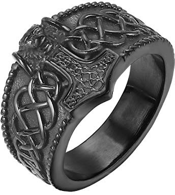 Joliernelle Herren Ring Thors Hammer Nordischer Wikinger Schmuck Edelstahl Größe 54 bis 69