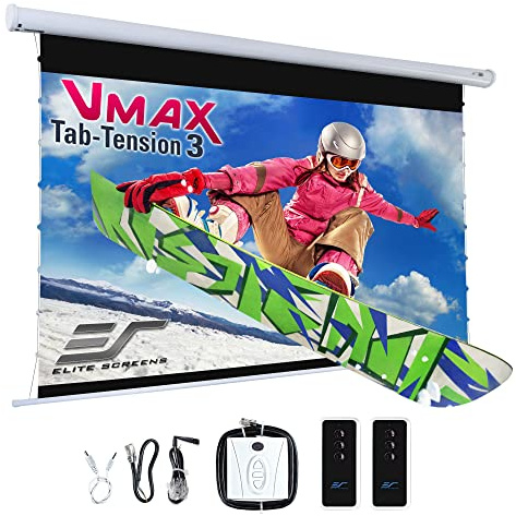 Elite Screens VMAX 3 Tab-Tensioned Series, 120-INCH 16:9, Motorized Projector Screen for Ultra/Standard/Short Projectors Movie Home Theater, VMAXT120XWH3