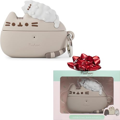 iFace x Pusheen The Cat [ Compatible with AirPods Pro 1/Pro 2; Not for Pro 3] Cute Case - Silicone Protective Cover [Carabiner Clip Included] [Wireless Charging Compatible] - Pusheen & Stormy