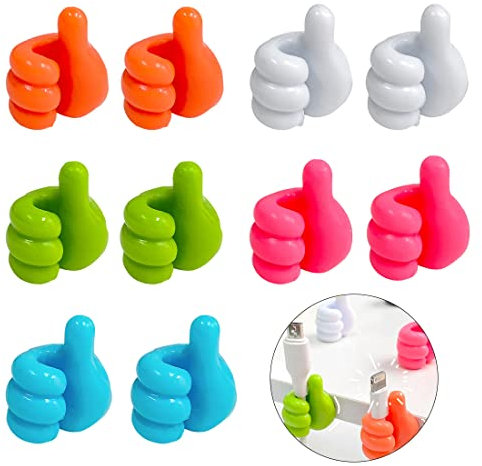10 pezzi gancio a pollice da parete per cavo, autoadesivi Silicone, Bagno Clip, Fermacavo per riporre cuffie chiavi cappelli