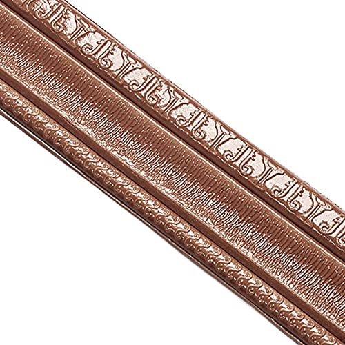 3D Wallpaper Border Stickers Self Adhesive Wall Trim Line Skirting Border Removable Foam Molding Trim Wall Room Tiles Sticker Waterproof Baseboard Wallpaper for Kitchen Bathroom (Deep Brown, 230×8cm)