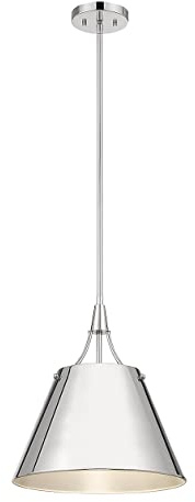 Savoy House 7-4499-1-109 Willis Vintage Modern Traditional Metal Pendant, 1-Light 60 Watt, 16 H x 14 W, Polished Nickel