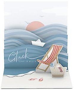 Grafik-Werkstatt |Pretty Pop-Up Karte | dreidimensional | Glück kommt in Wellen