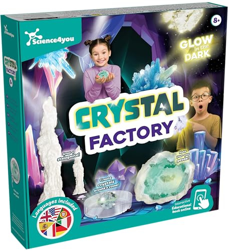 Science4you Super-Kristallset für Kinder 8+ – Kristalle züchten, Geoden & Stalagmiten herstellen, leuchtende Mineralien, STEAM-Spielzeug, Geschenk für Jungen & Mädchen 7 8 9+