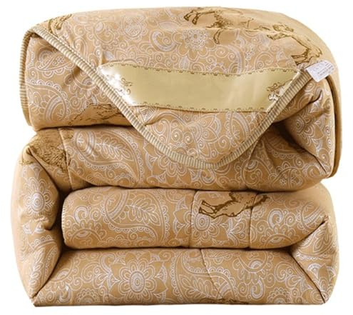 XHCTNN Camel Hair Comforter King Size - Soft Skin Friendly Quilted Quilt Core with Camel Hair Filling, Spring Lightweight Warm Quilt Home Decor Gift Box Packaging(B,200 * 230cm/4.0kg)