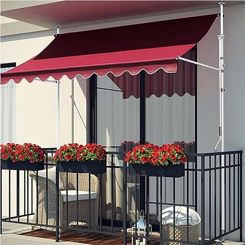 Klemmmarkise,Markise 3m Breit,Markise Balkon,Balkon Markise,Balkon Markise Ohne Bohren,Balkon üBerdachung,Klemmmarkise 200cm Breit,Klemmmarkise 3m,Balkonmarkisem,Einfache Montage 250cm（8.2ft） red