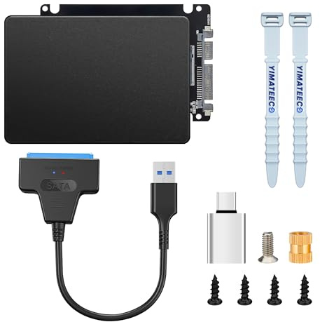 YIMATEECO M.2 NGFF SSD SATA Festplattenadapter, M.2 NGFF SATA SSD auf 2,5Zoll SATA3.0 Adapterkarte Externe Festplattenbox mit 7mm Gehäuse bis zu 6 Gbit/s Unterstützt 2230 2242 2260 2280 (1Satz)