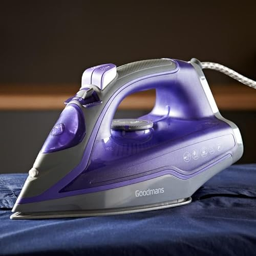 RA-HOMESTORE® Goodmans Pro Steam non-stick ceramic Iron Features: Power: 2400W Ceramic Soleplate 30g Continuous Steam Auto-steam Technology 280ml Water Tank Anti-drip Feature Anti-calc Function
