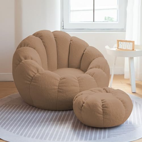 DESHVA Sitzsackbezug ohne Füllung, Lazy Lounger Sitzsack Stuhlbezug, Sitzsack-Sofas-Schutz für Stofftier-Aufbewahrung und Memory-Schaum-Sitzsäcke,Messing