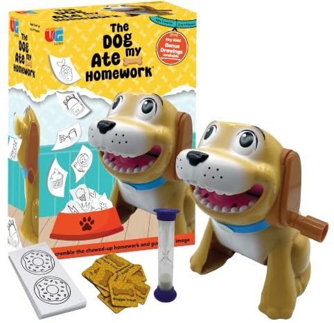 University Games, The Dog Ate My Homework: Einfaches, rasantes Bildratespiel mit einem frechen Hund, der Hausaufgaben frisst, ab 5 Jahren