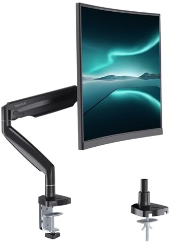 NearHub 13-35 Zoll Monitor Halterung für Flach/Gebogene Bildschirm Hält 2-13 kg,VESA 75 &100 mm, Bildschirmhalterung Höhenverstellbarer Schwenkbarer Drehbarer Neigbarer,C-Klemm/Tüllen
