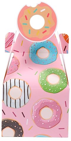 Anneome 1set Scatole Di Carta Per Torte e Dolci Con Stampa Di Ciambelle Per Matrimoni e Feste Color Rosa Per Conservare Caramelle e Cioccolatini