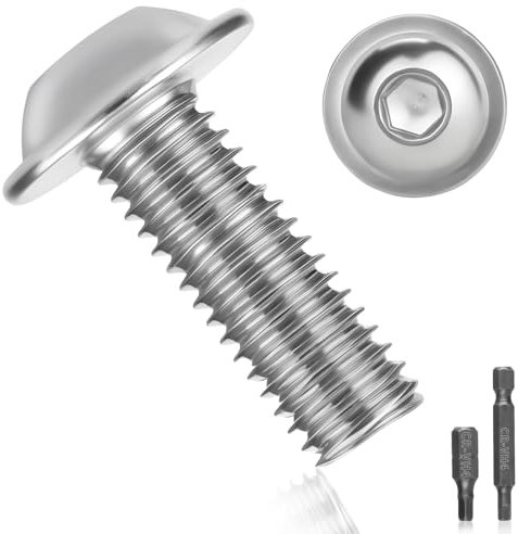 Pyroclasia 15 Tornillos de Cabeza Alomada M8x30 Tornillos de Acero Inoxidable A2 V2A ISO 7380 Plana Tornillo de Rosca Completa con Brida Hexágono Interior para Reparación de Maquinaria y Muebles