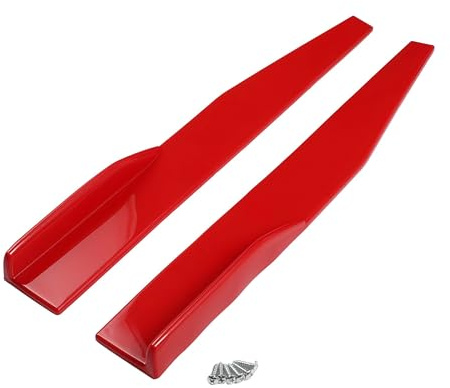 A ABSOPRO Bas Caisse Voiture 74,5 Cm / 29,33 Po Kit Diffuseur Séparateur Bas Caisse Extérieur En Plastique Rouge Universel À Haute Résistance Panneau Extension Bas Caisse Inférieur Lèvre