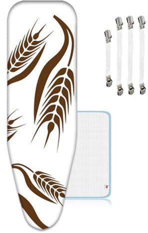 ZJBKX Bügelbrettbezug 150x50cm aus Baumwolle, Bügelauflage Set Enthält 4 Bezugsspanner + 1 Bügeldecke + 1 Bügeltischbezug