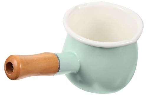 Ciieeo Mini Casserole Émaillée 10 Cm Poignée Antidérapante Bois Pour Cuisson Lait Purée Bébé Sur Plaques Induction Électriques