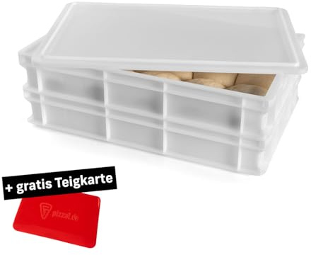 FUMOSA ital. Pizzaballen-Box Set »Profi« (60x40x10) | Teigwanne | Teigbox | Pizzabox | Gärbox | Teigkiste | + gratis Teigkarte (2x Box + 1x Deckel)