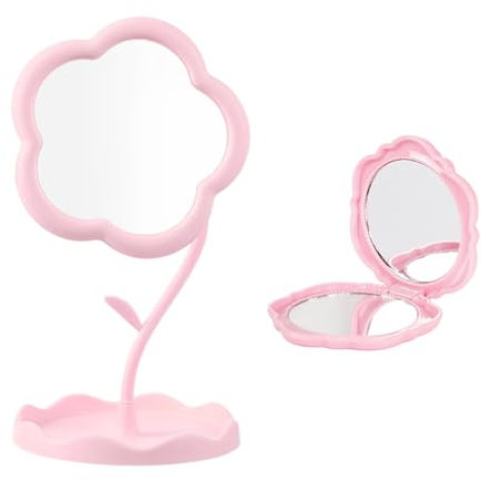 CHROMACRAFT 2 Specchi per Il Trucco A Forma di Fiore, Specchi per Il Trucco Creativi per Donna, Specchi per Il Trucco da Tavolo, Camere da Letto E Soggiorni