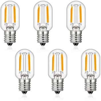 wenwendianzi T20 Led veilleuses 1W ampoule à Filament tubulaire Dimmable E12 E14 Radio lampe de réfrigérateur 2200K 2700K 4500K 6000K ampoules de remplacement(Super Warm 2200K,6PCS T20 BULB_E12 220V_Y
