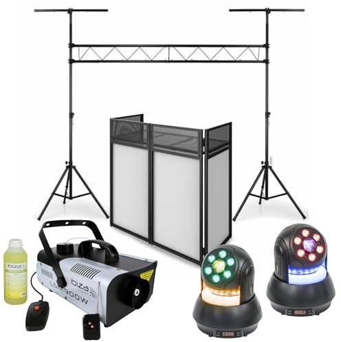 Ibiza - Pack Portique Lumière - Régie DJ DS30 Façade - Machine Fumée LSM900W - 2 Lyres STAR-WASH 30W - Soirée Fête Dj Mariage Club