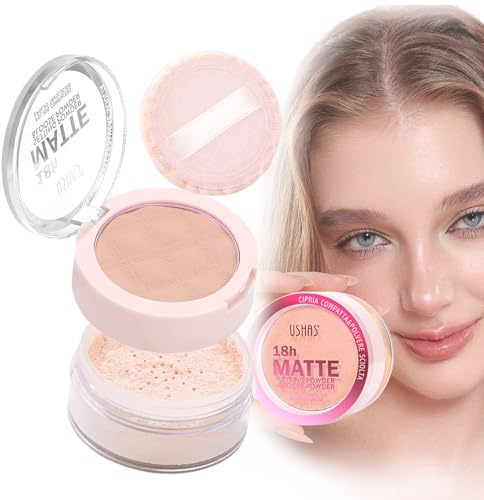 2-in-1 Gesichtspuder, weicher Fokus, verwischte Poren, mattes, makelloses Finishing-Puder, leichte, langanhaltende Make-up-Einstellung, für fettige Mischhaut und reife Haut (natürlich)