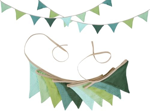 Anlising Guirnalda de Banderines, 2PCS Banderines Triangulares Bunting Banner 2.6M, Guirnalda Banderines Tela para Habitación, Banderines Decorativos, Banderines de Fiesta, para Boda, Festivos (Verde)