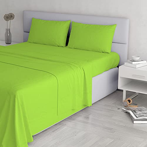 Italian Bed Linen Juego de sábanas Elegant, Verde Manzana, matrimonial