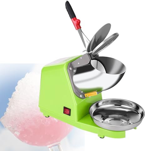 Tritaghiaccio elettrico, in acciaio inox, a doppia lama, per uso domestico e commerciale, perfetto per gelati e frullati