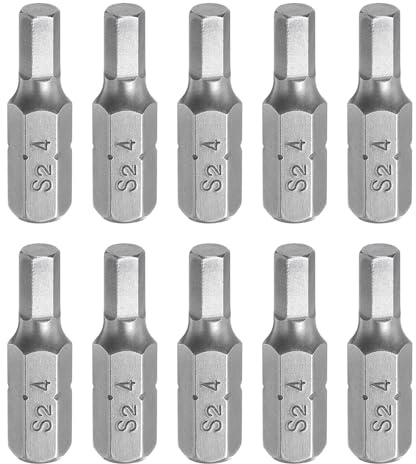 sourcing map 10pcs Hex Bits 1/4 Hex Shank H4 Head 1 Length S2 Steel Hexagon Wrench Drill Bit for Repair Work Electric Screw Driver
