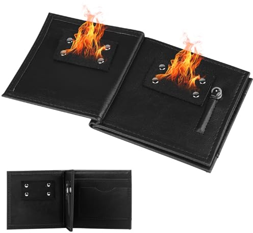 lalago Magic Wallet Klein Flaming Fire Brieftasche Zaubertricks Schwarz | Premium Upgraded Tricks mit der Flamme des Magiers, Fire Magician Stage Street Portemonnaie für Erwachsene