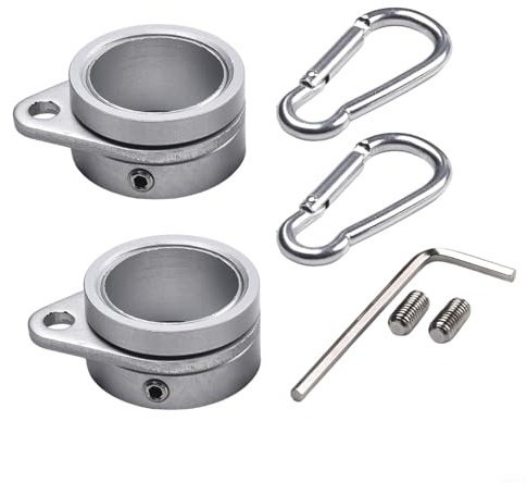 Niceminiwall 2pcs Flag Pole Rings,Aluminum Alloy Flagpole Rings with Bearings,360 Degree Flag Pole Clips with Hook for 0.75-1.0 Diameter Flagpole