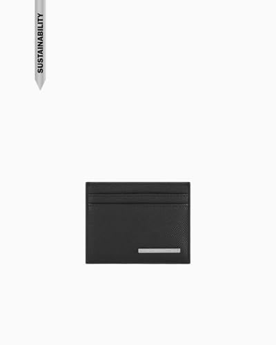 Armani Exchange Men's New York, Sustainable, Silver Logo Plate Credit Card Holder, Navy Salute