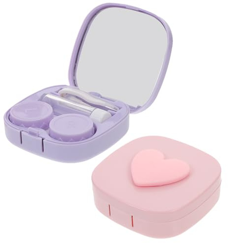 MUCKLILY 2juegos Estuche para Lentes de Contacto Caja Decorativa para Lentes de Contacto Estuche de Viaje de Organizador para Usar Viajes o Diariamente