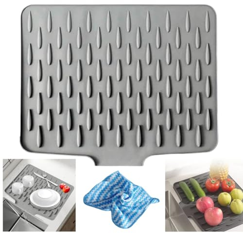 Silicone Dish Drying Mat,Heat-Resistant & Non-Slip Pad,Multi-Purpose Sink Mats - Middle Finger