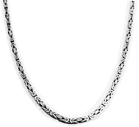 Halsband byzantiner kungskedja silverpläterad 4 mm längd 55 cm, herrkedja silverkedja damer gåva smycken från fabriken tendens-Italien