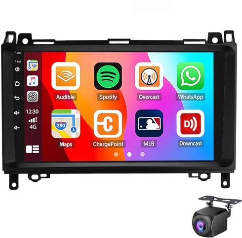 Uipob Android 14 Car Stereo For A B Class W169 W245 W63,for Vito Viano W906 Sprinter Bluetooth Radio With Carplay Android Auto 9 Inch Touch Screen Radio GPS WiFi FM RDS SWC Reverse Camera(Size:L200)