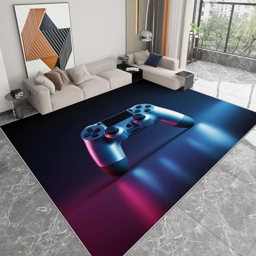 Genérico Alfombras Suaves y esponjosas de 80 x 150cm para Sala de Estar y Dormitorio - Alfombra con Metal tecnología Controlador de Juegos Antideslizante Lavable a máquina Alfombra Interior