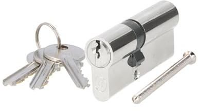 MS Beschläge Cilindro profilato in ottone nichelato – Cilindro di sicurezza con sistema a 5 pin, con 3 chiavi – Doppio cilindro serratura a cilindro (chiusura diversa, 30/45 mm)