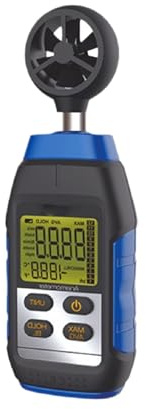 Handheld Digital Anemometer, VMA-1 Wind Speed Meter Airflow Velocity Tester HVAC Air Flow Gauge 6 Blade Backlit LCD