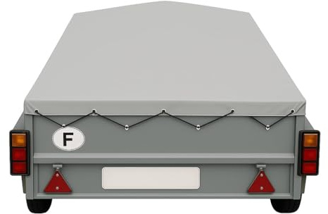 Bâche de Remorque Uni 205-212 x 129 x 10 cm – PVC 640g/m² Housse Haute Résistance avec Oeillets et Sandow–Fabriqué en France. (Gris 7037)