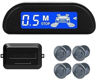 Macchina Sensori Kit Sensore Parcheggio Radar Retromarcia Posteriore Per Auto Monitor Parktronic Mm Display Retroilluminato 4 Rilevatori(Grey)