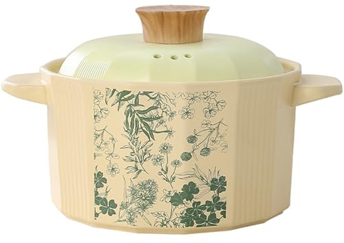 Cacerolas con tapa, cacerola de barro resistente al calor, ollas for sopa fáciles limpiar for la estufa(4.5L/4.1Quarts)