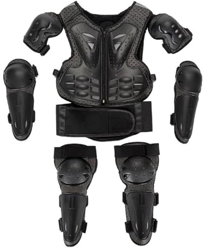 harayaa Children Motorcycle Vest Set With Shoulder Guards Elbow Guards Knee Guards EVA impact protection fit lightweight build for coverage and comfort