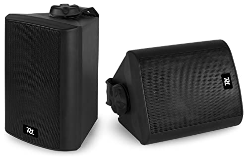 Power Dynamics ODS50B - Lautsprecher Boxen - 2er Set - 100 Watt - 2-Wege Wandlautsprecher für die Festmontage an Wand und Decke - Boxen Set für Zuhause, Gastro, Bars, inkl Montagebügel - Schwarz