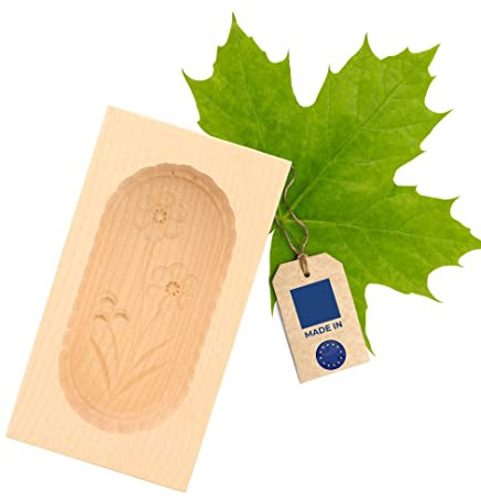 HOFMEISTER® Molde de mantequilla, para 125 g de mantequilla, 14 cm, flor E, hecho a mano en Alemania, molde de mantequilla para decorar, forma de dintel angular