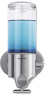 simplehuman BT1034 444ml Single Wall Mounted Soap Dispenser Pump for Soap, Shampoo, Conditioner, Shower Gel, Suitable for Bathroom, Easy to Install, Rustproof, Brushed Stainless Steel